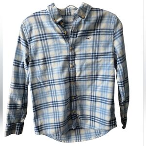 Vineyard Vines Light Blue Plaid Button Down Shirt Size Kids Medium